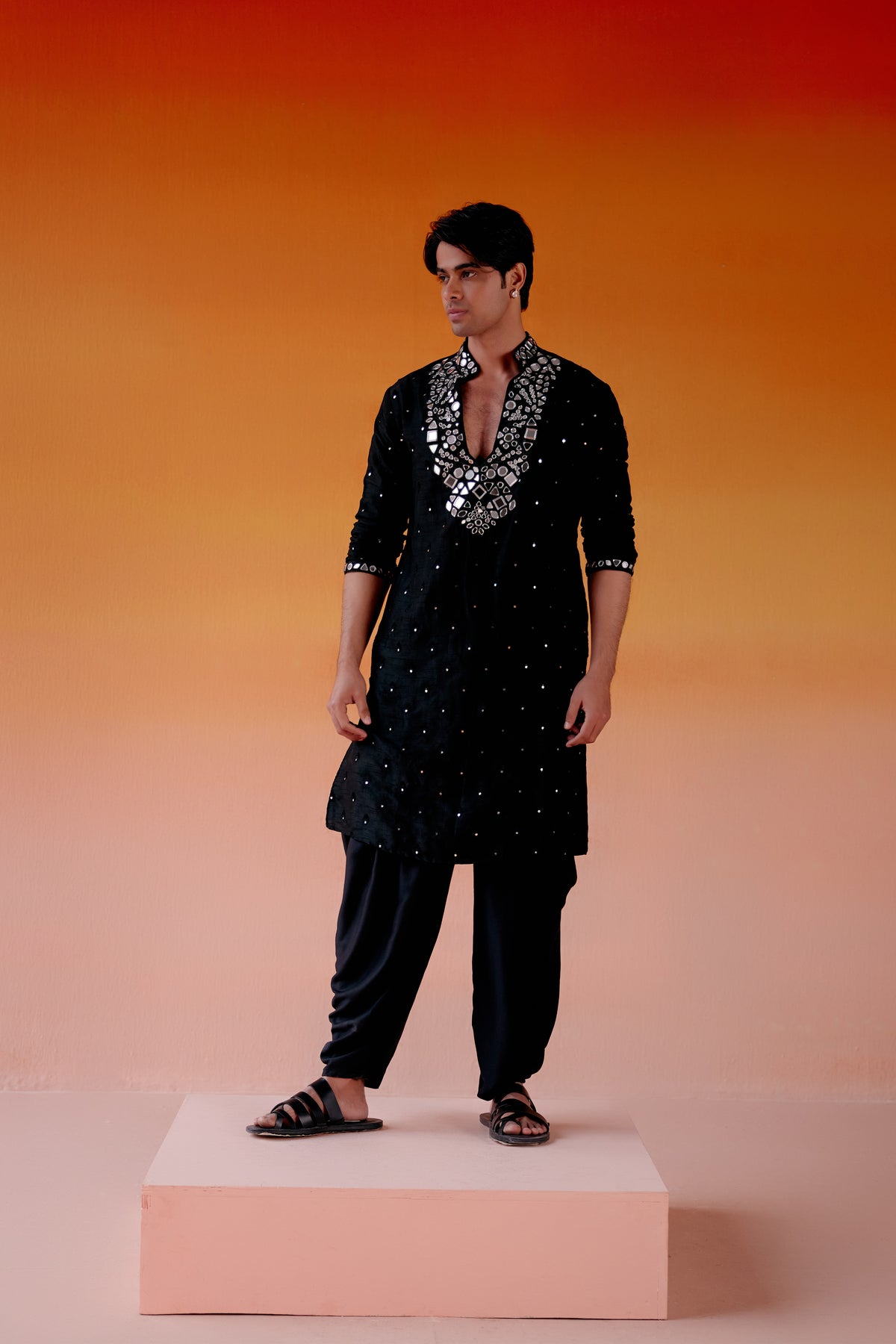 Black Afghani Kurta Set