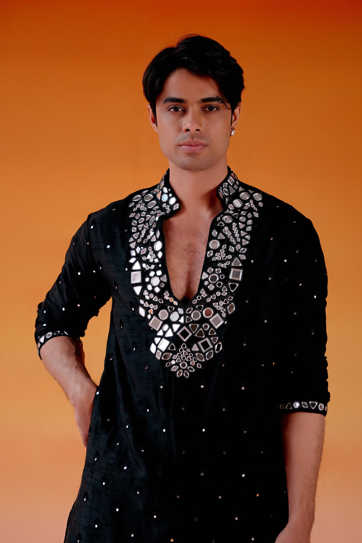 Black Afghani Kurta Set