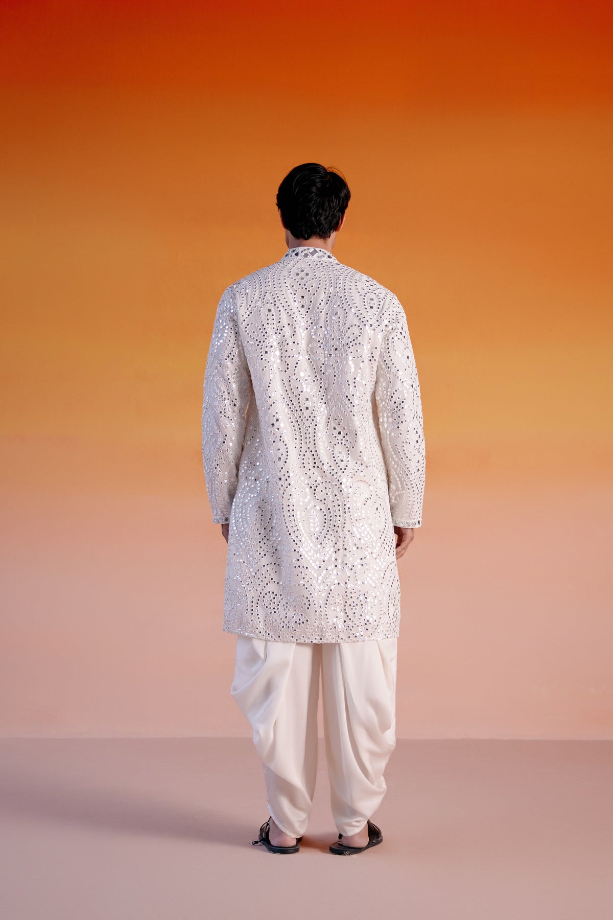 White Mirror Work Kurta Set