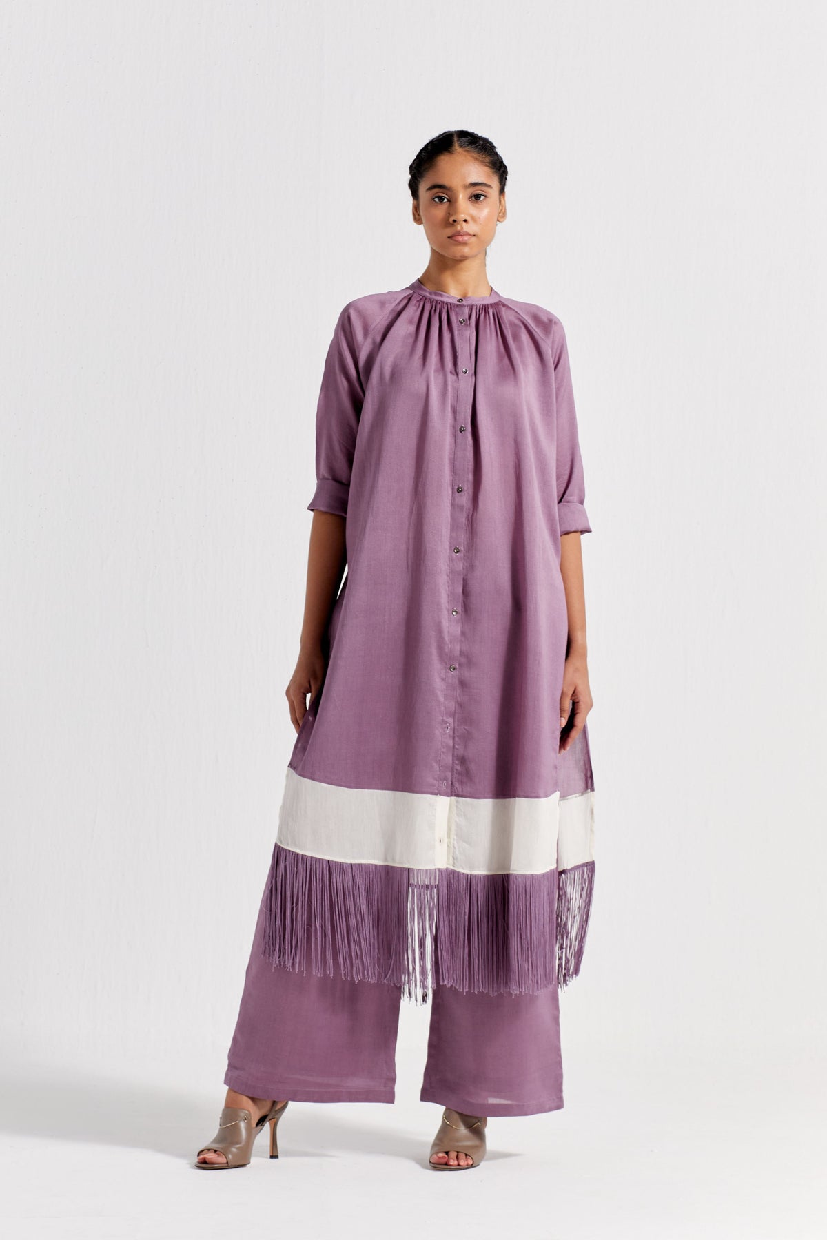 Panel Gather Neck Shirt