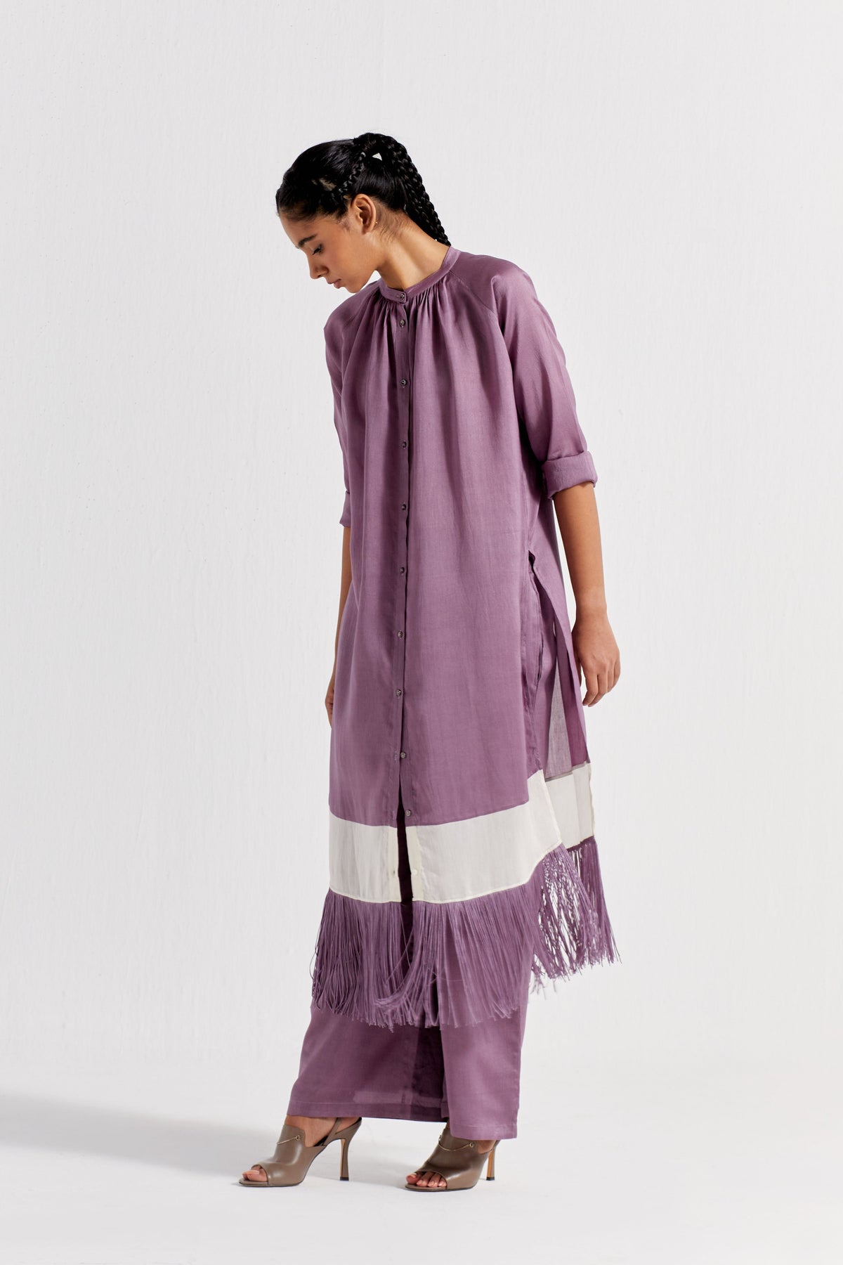 Panel Gather Neck Shirt