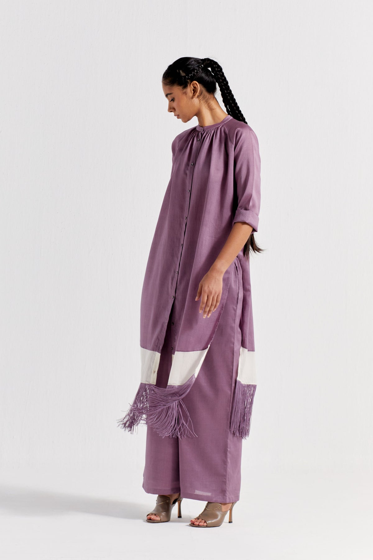 Panel Gather Neck Shirt Co-ord