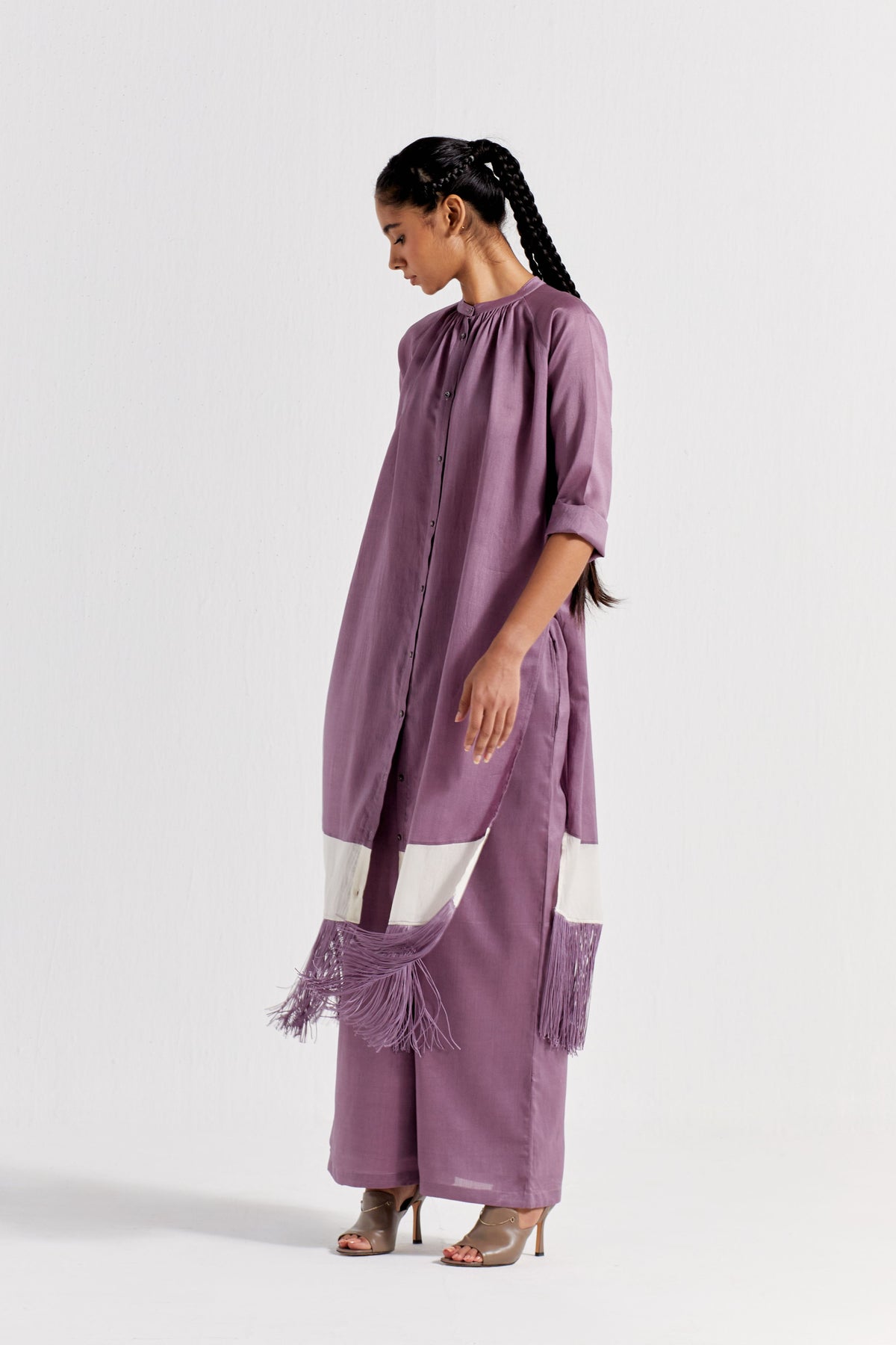 Panel Gather Neck Shirt