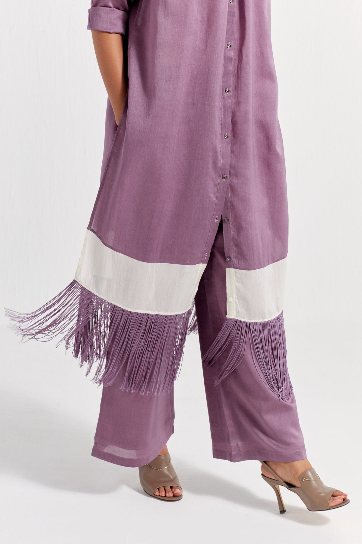 Panel Gather Neck Shirt
