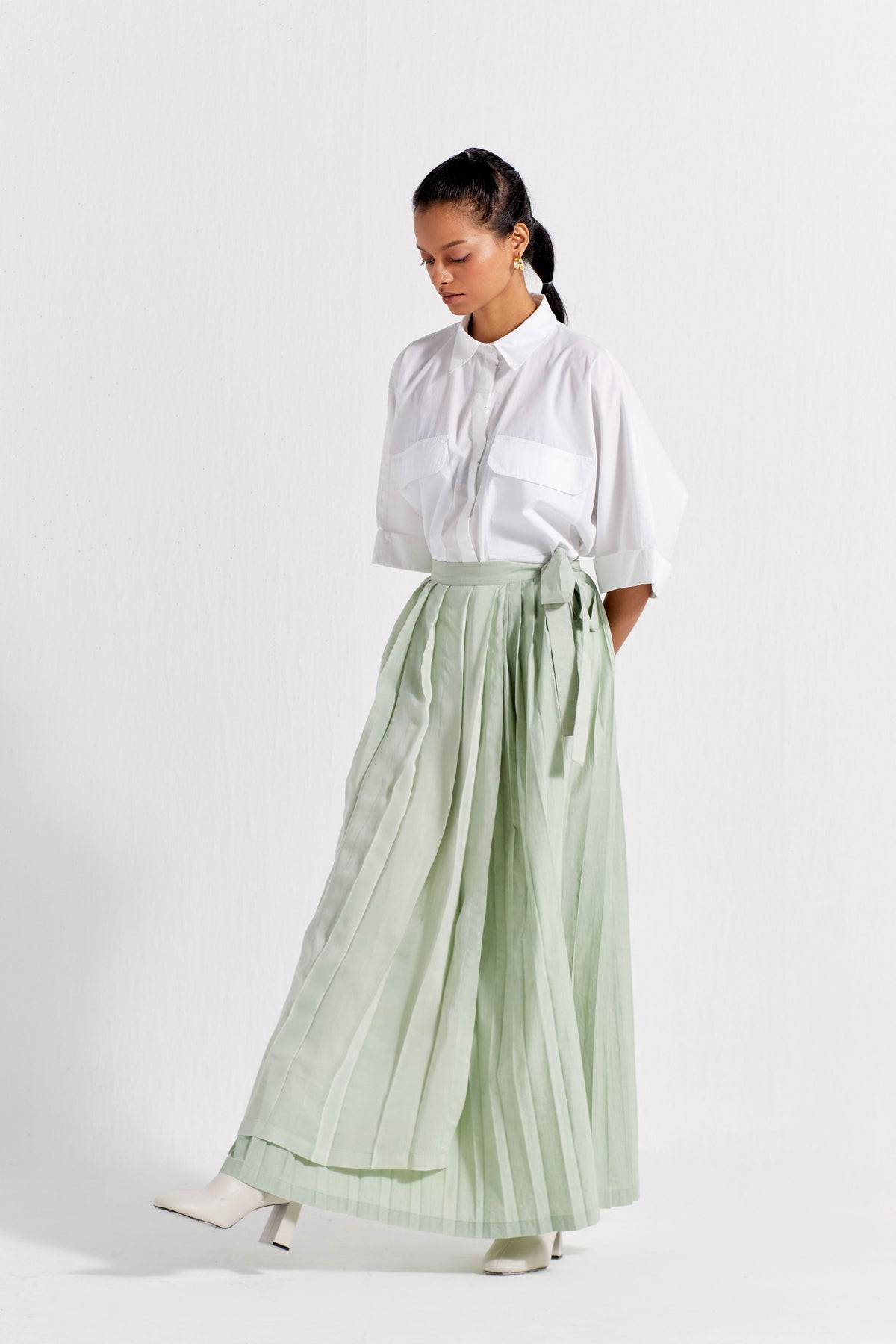 Asymmetric Pleat Skirt