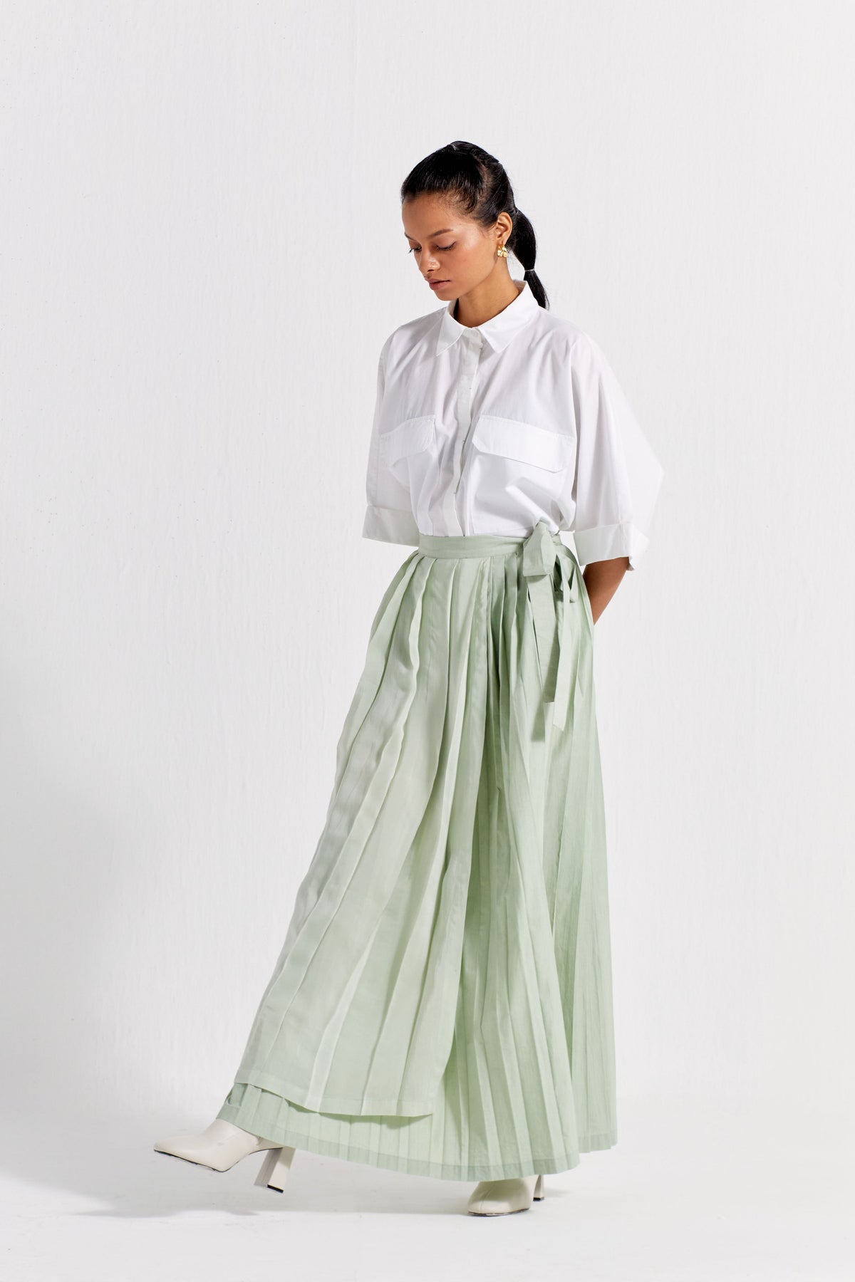 Asymmetric Pleat Skirt Co-ord