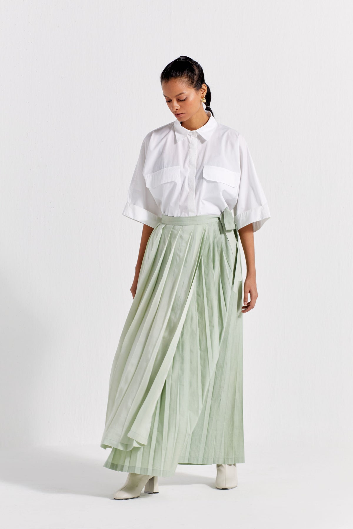 Asymmetric Pleat Skirt