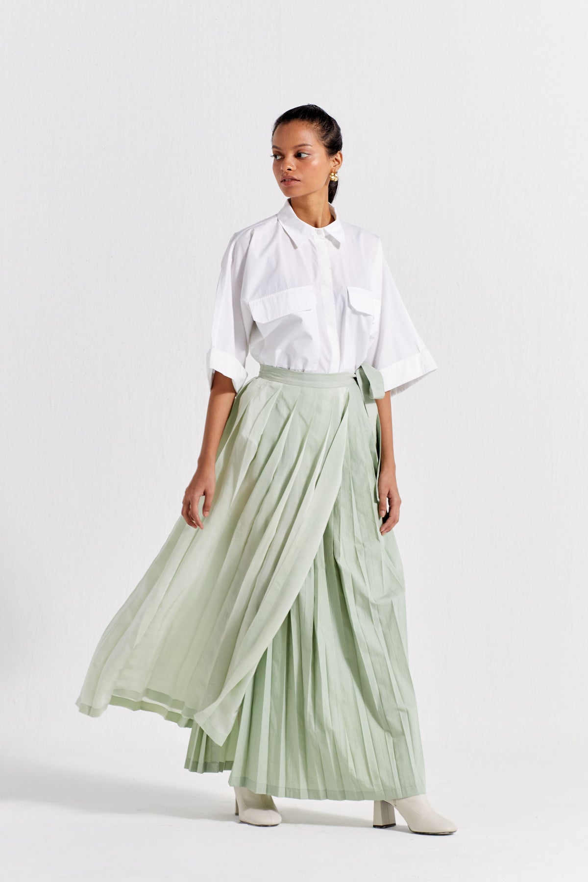 Asymmetric Pleat Skirt