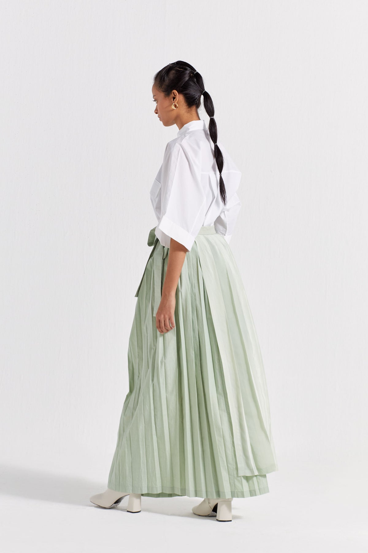 Asymmetric Pleat Skirt Co-ord