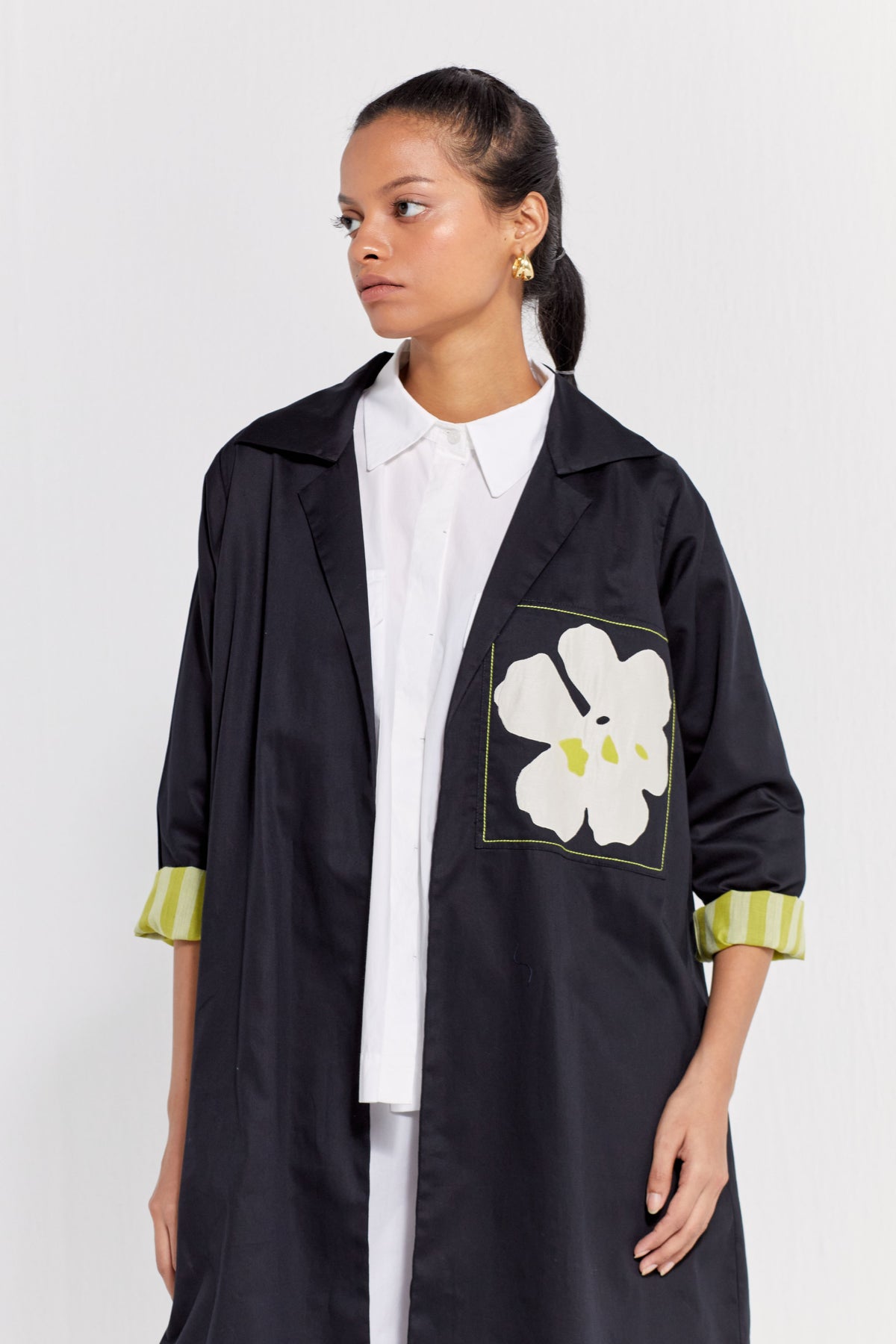 Floral Applique Patch Jacket