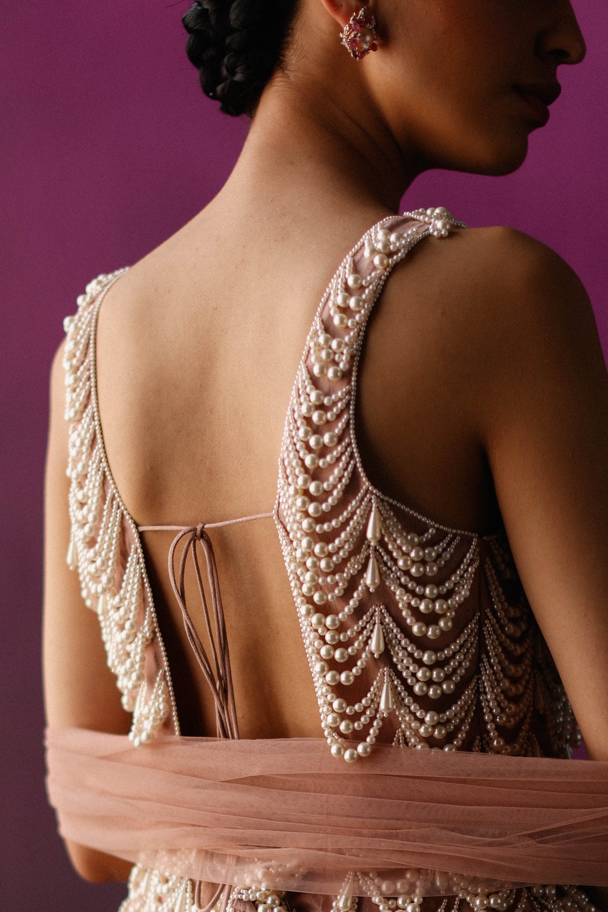Dusty Pink Pearly Sharara Set