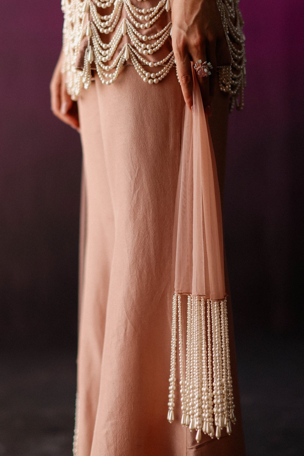 Dusty Pink Pearly Sharara Set
