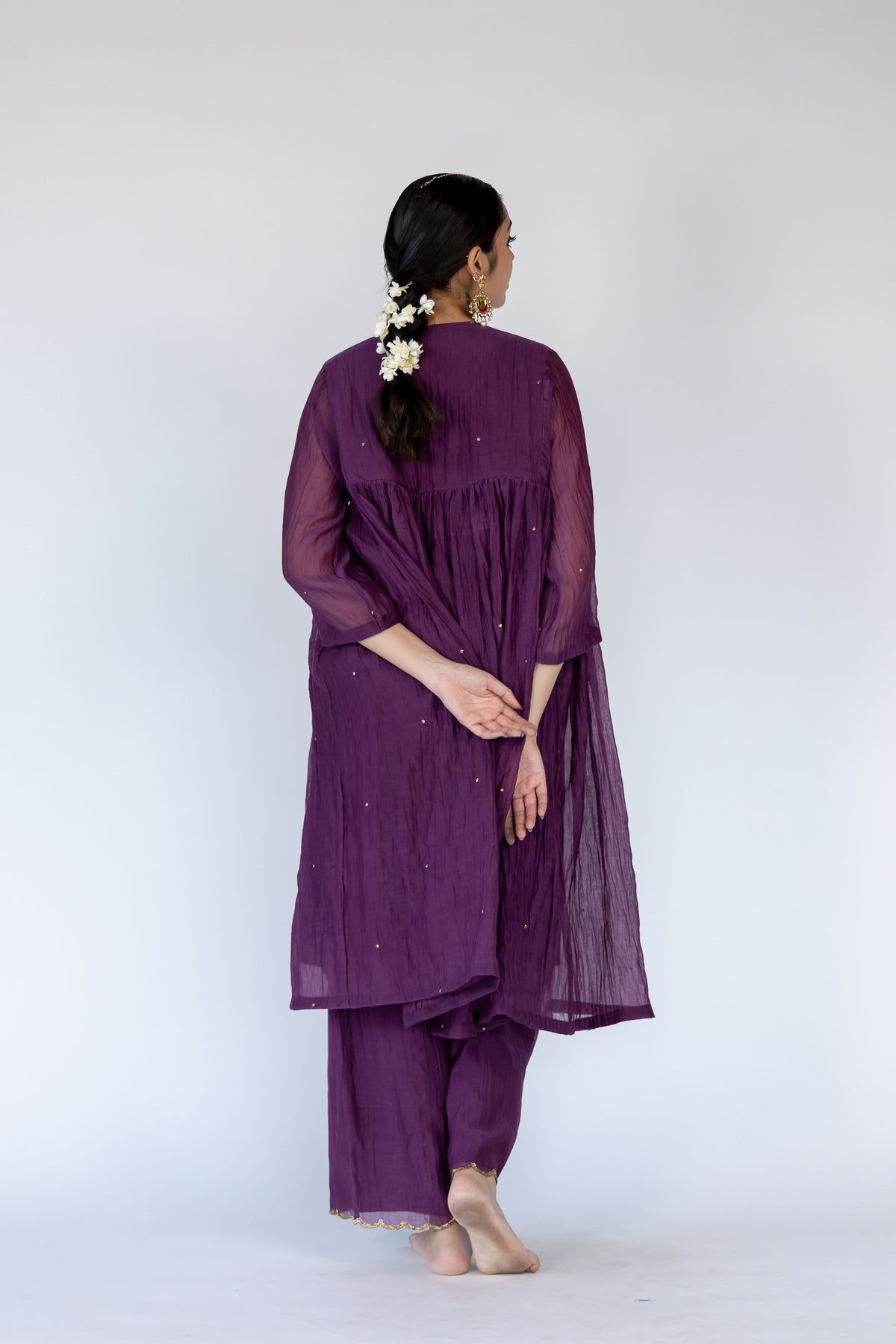Aubergine Farah Yoke Kurta Set