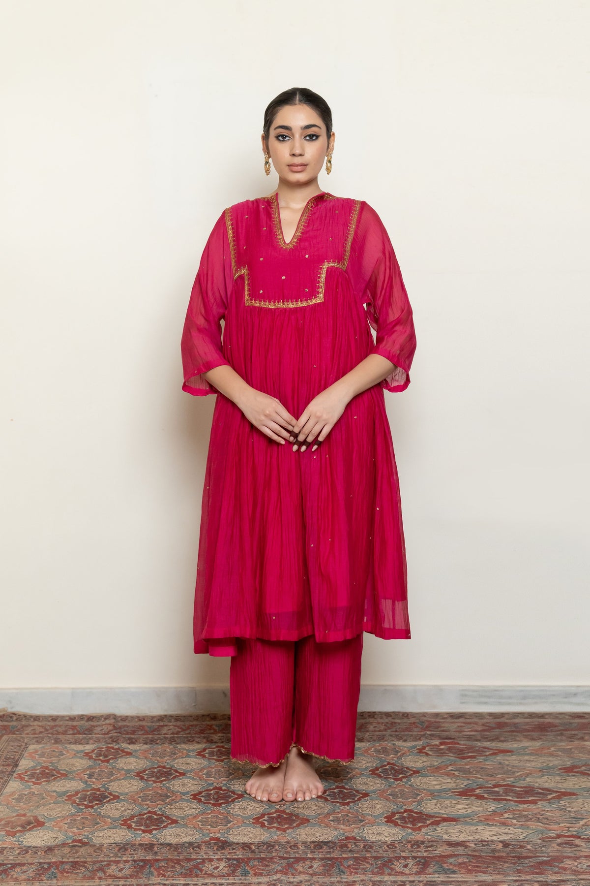 Rani Pink Farah Kurta Set