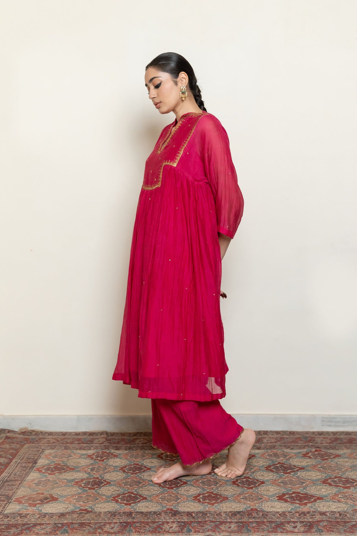 Rani Pink Farah Kurta Set