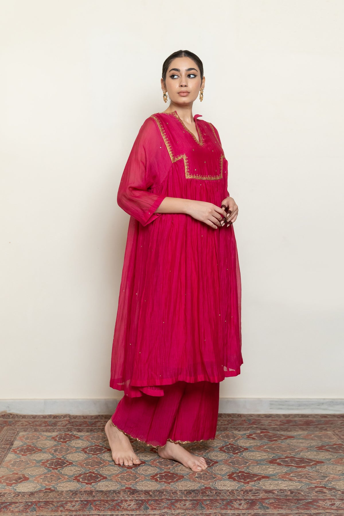 Rani Pink Farah Kurta Set