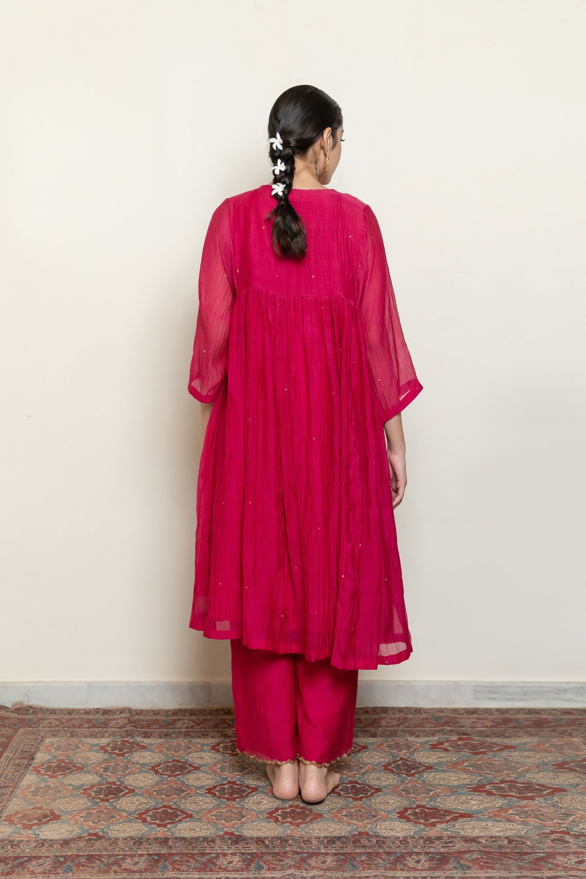 Rani Pink Farah Kurta Set