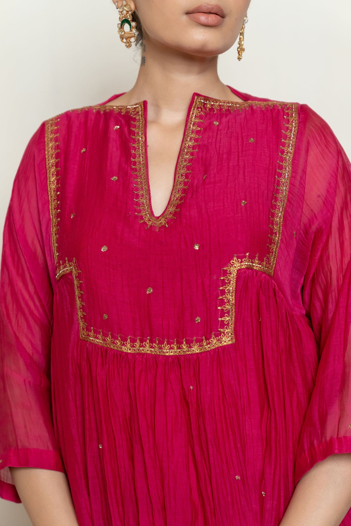 Rani Pink Farah Kurta Set