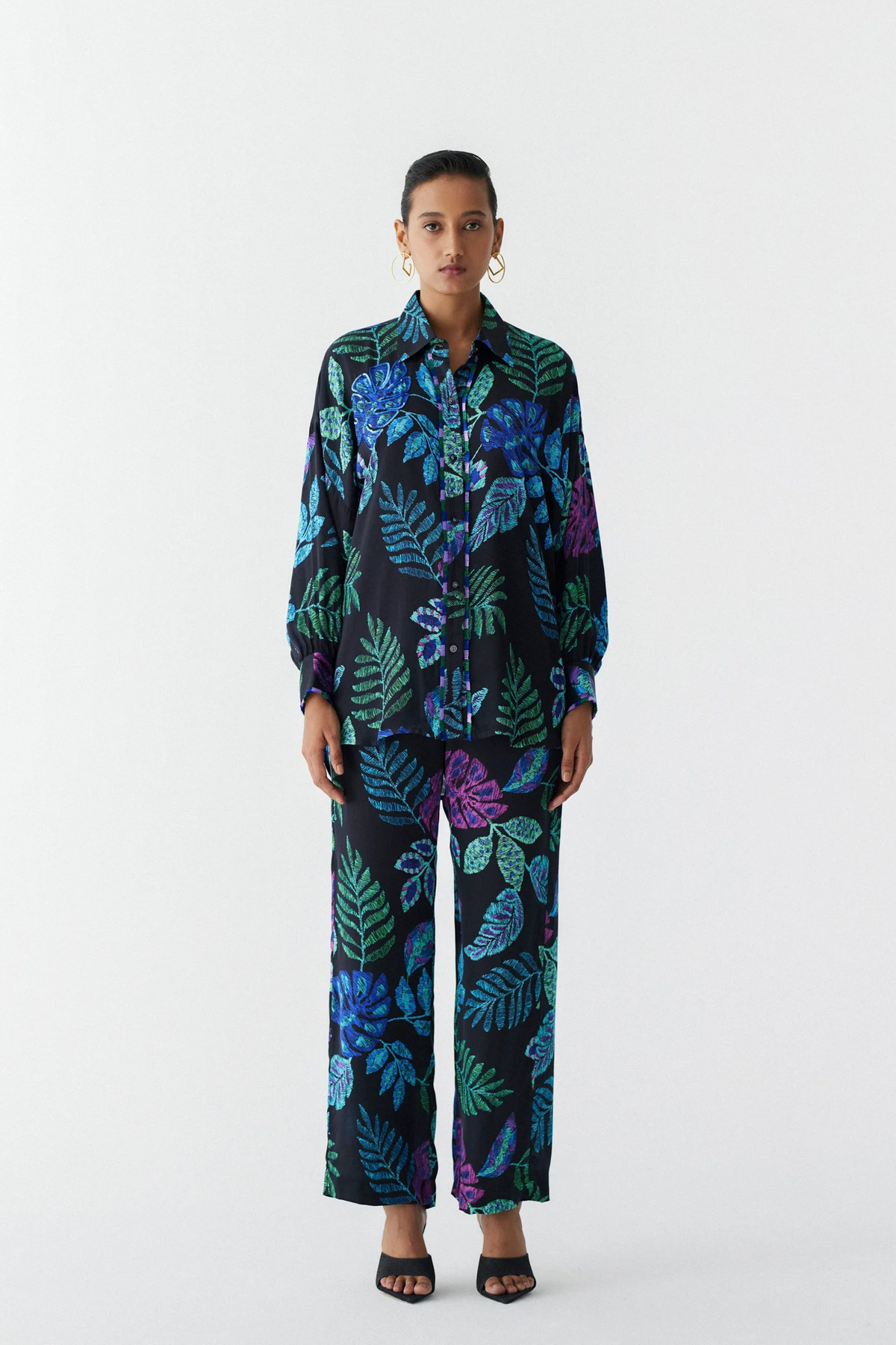 Black Jungle Shirt And Pants Co-ord