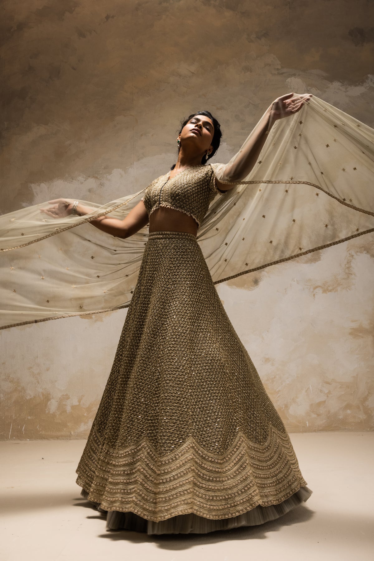 Golden Sequins Lehenga Set
