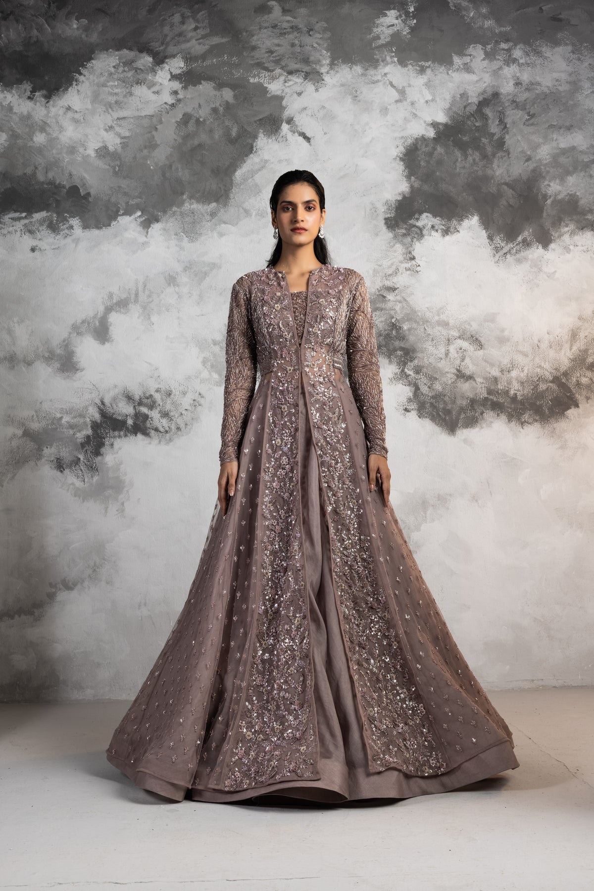 Dusty Purple Long Jacket Set
