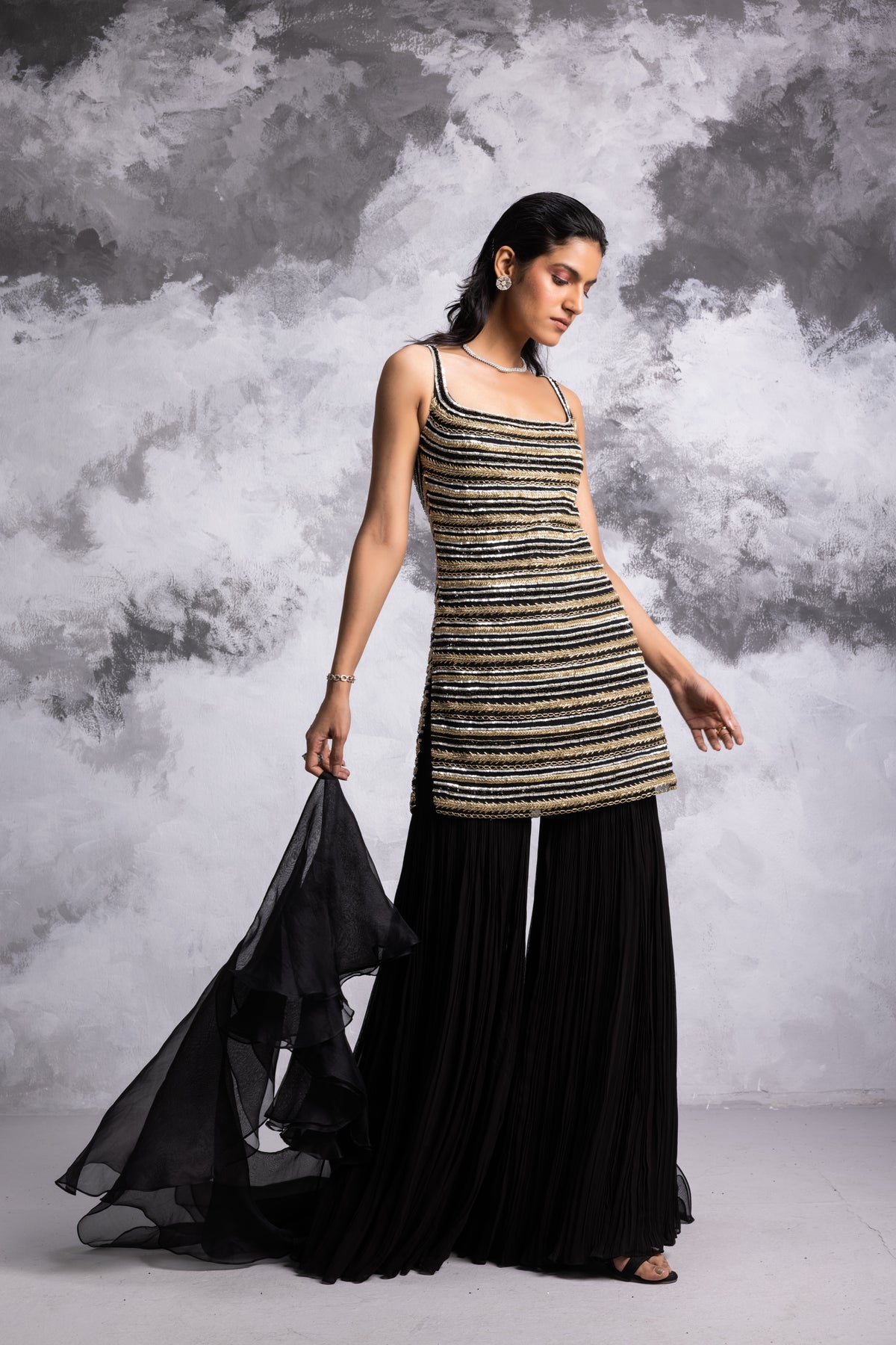 Black Sharara Set