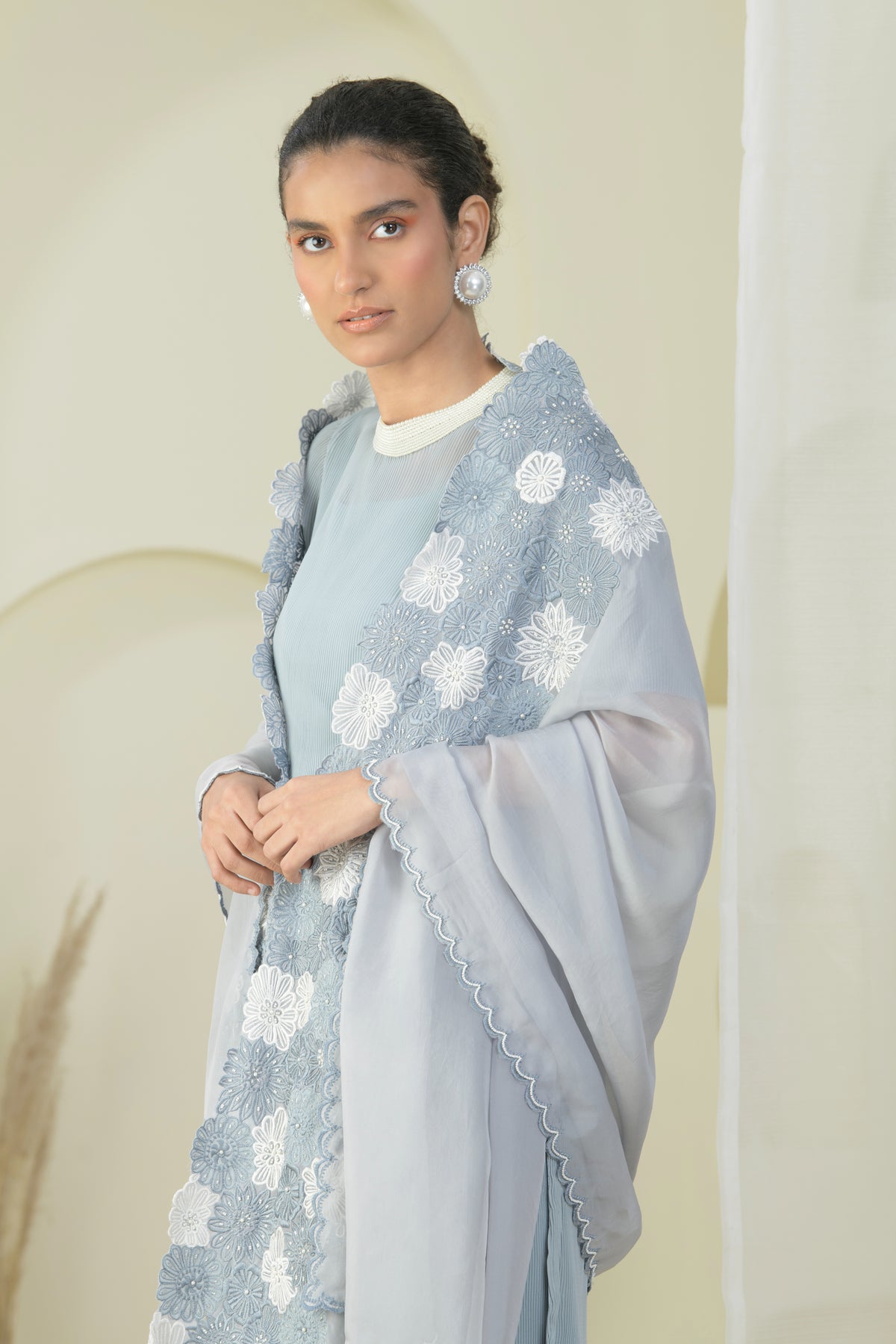 Dove Gray Kurta With Dupatta