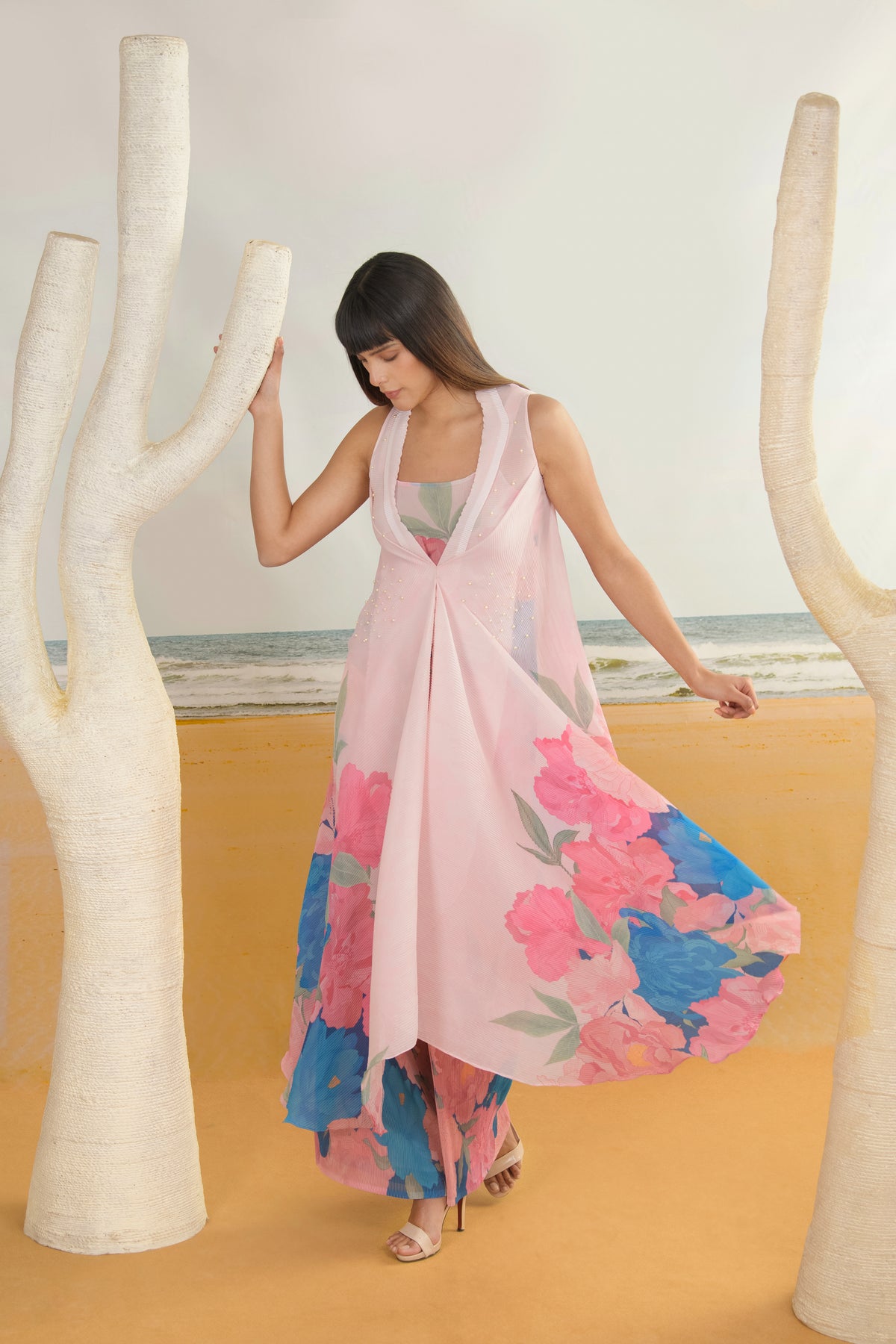Baby Pink Drape Kurta Set