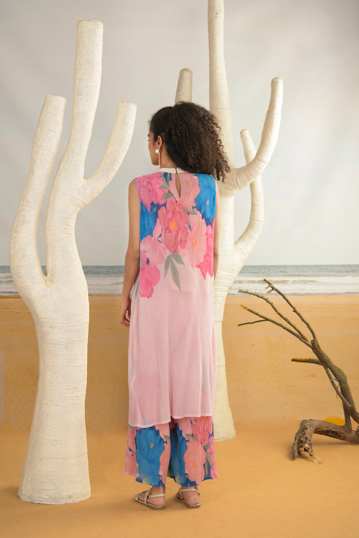 Baby Pink Stand Collar Kurta Set