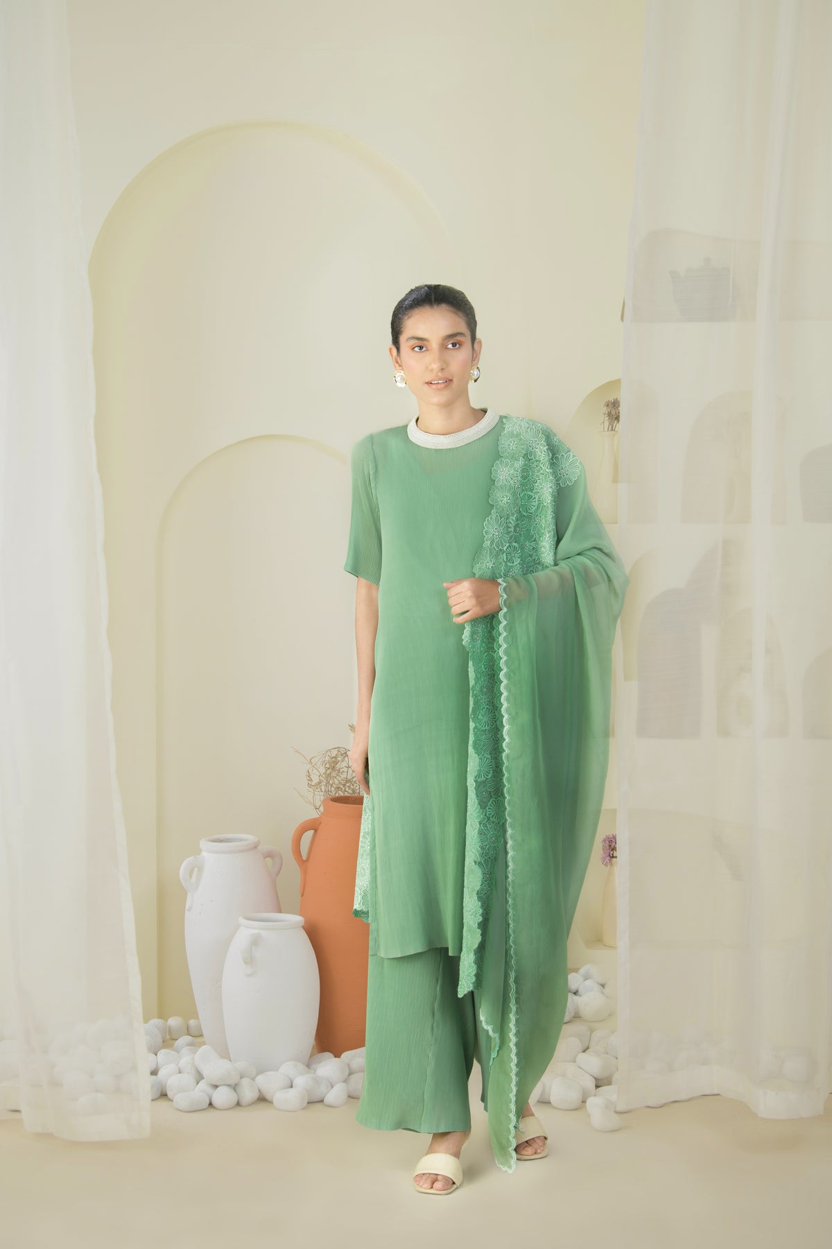 Grassy Green Kurta With Dupatta