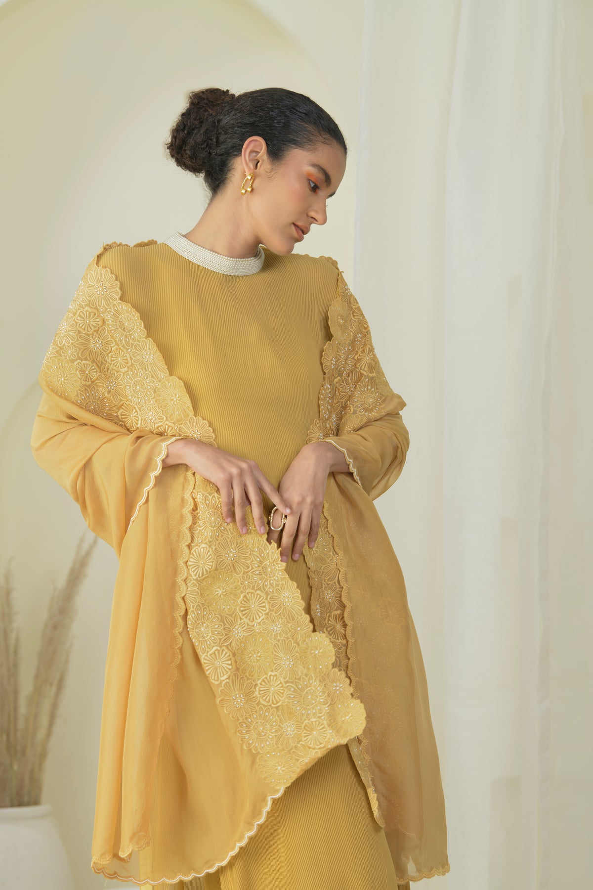 Summer Gold Kurta With Dupatta