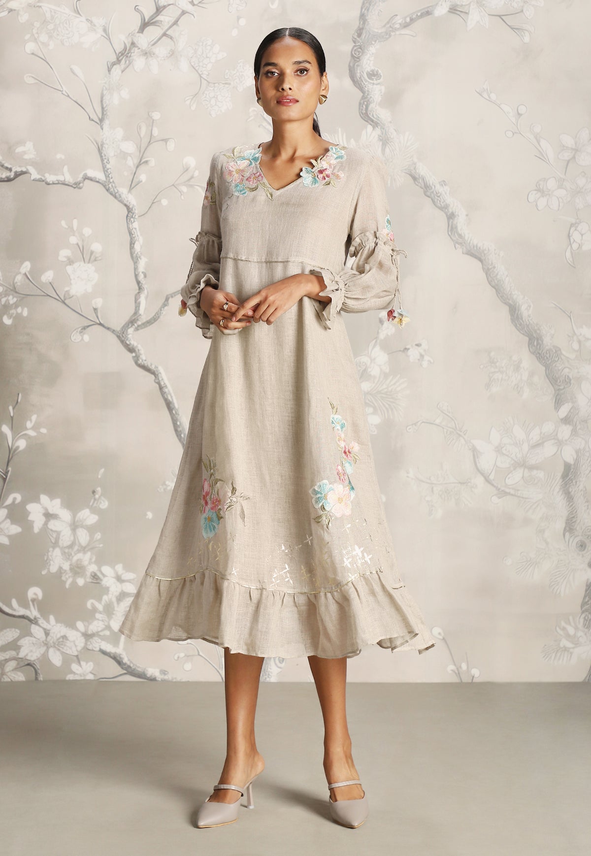Natural Corsage Bed of Roses Dress