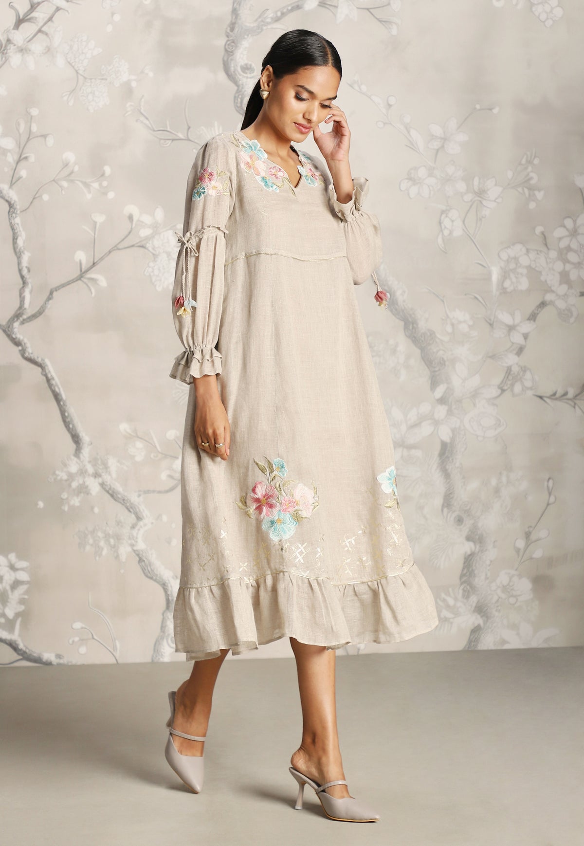 Natural Corsage Bed of Roses Dress