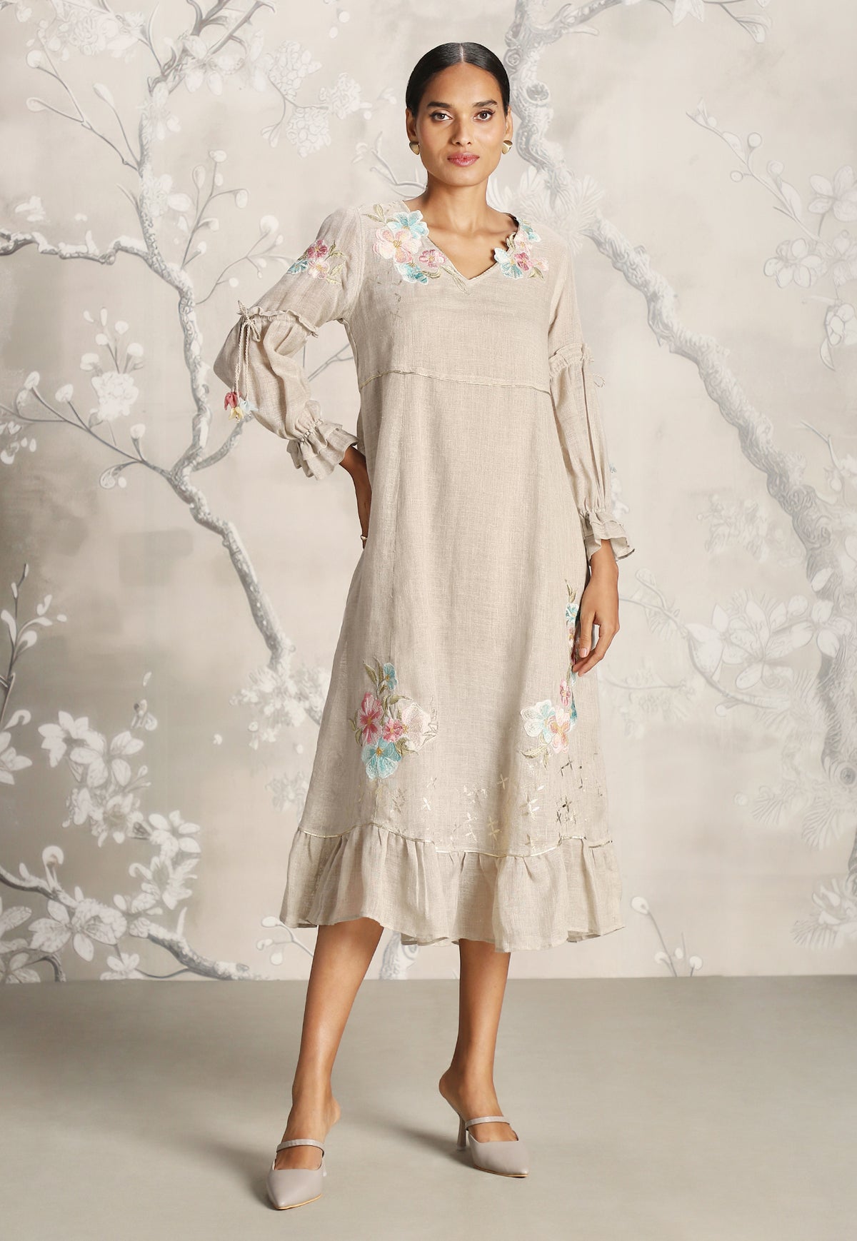 Natural Corsage Bed of Roses Dress