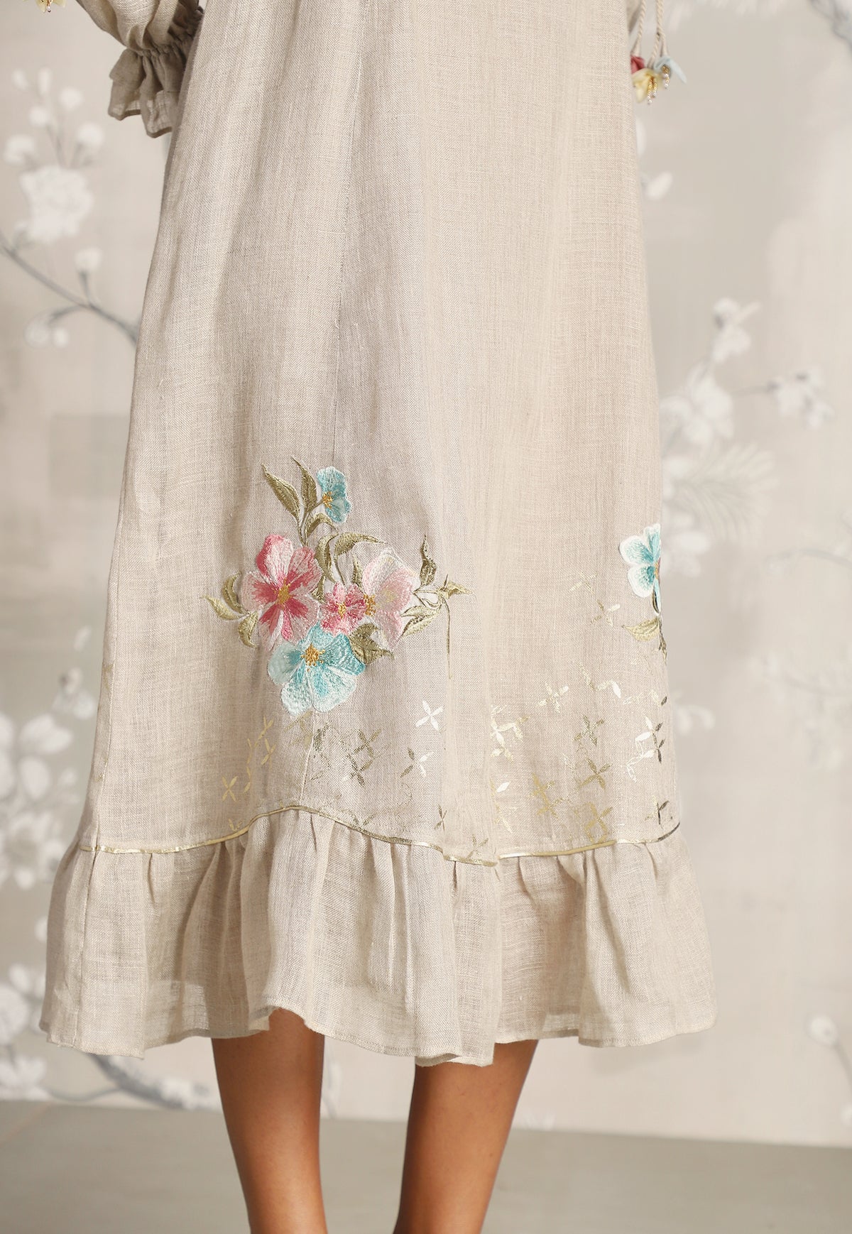 Natural Corsage Bed of Roses Dress