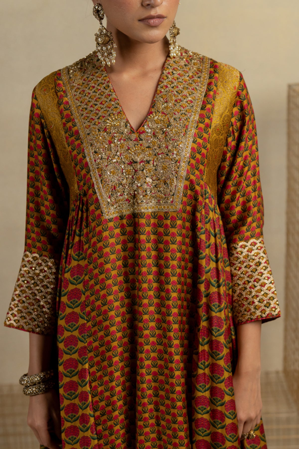 Genda Phool Haldi Anarkali Set