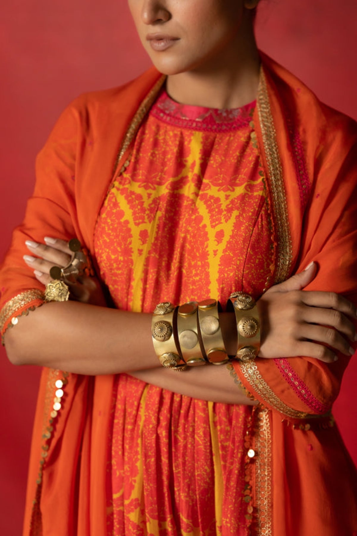 Yellow Print Sharara Set