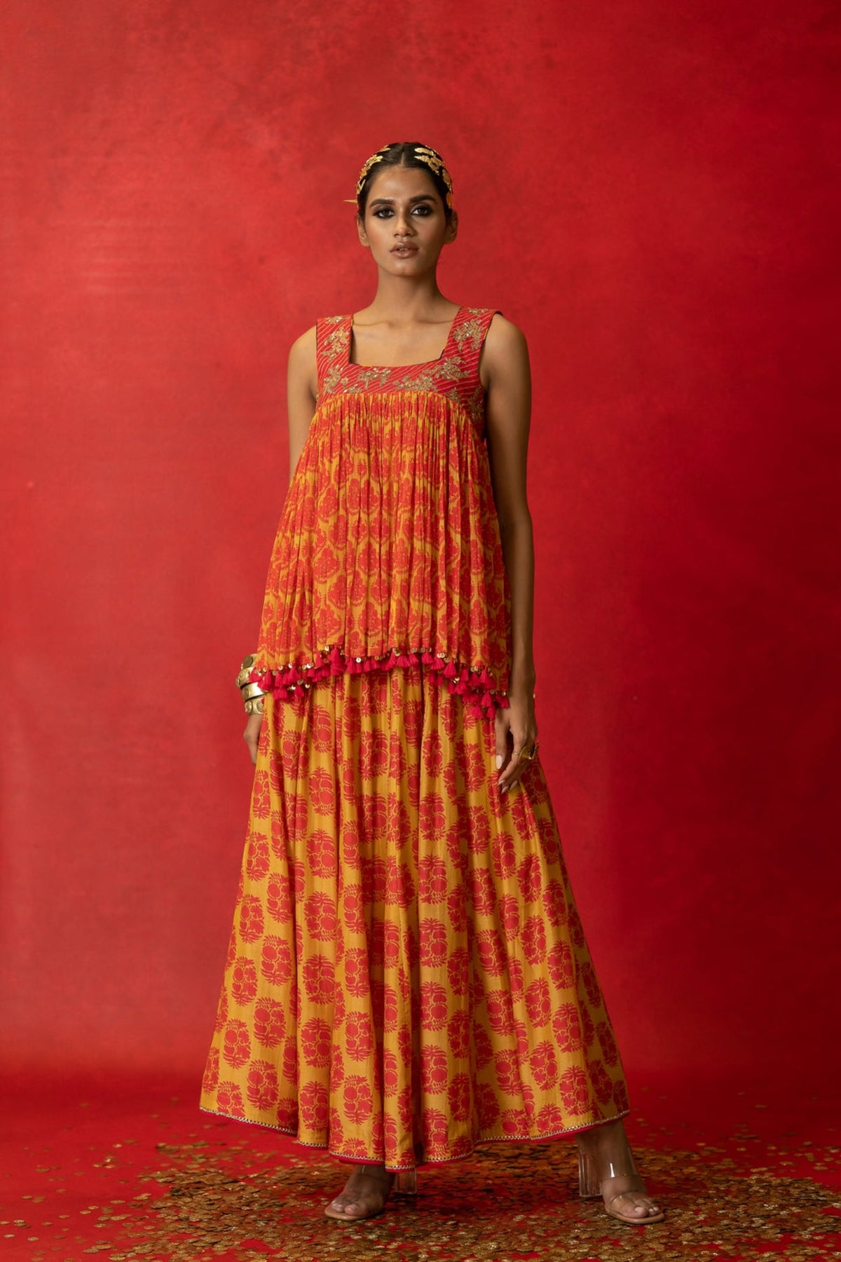 Yellow Print Skirt Set