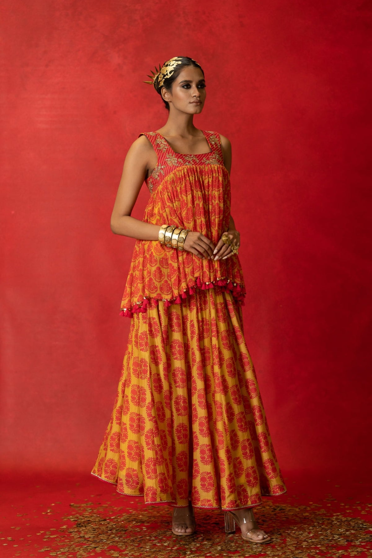 Yellow Print Skirt Set