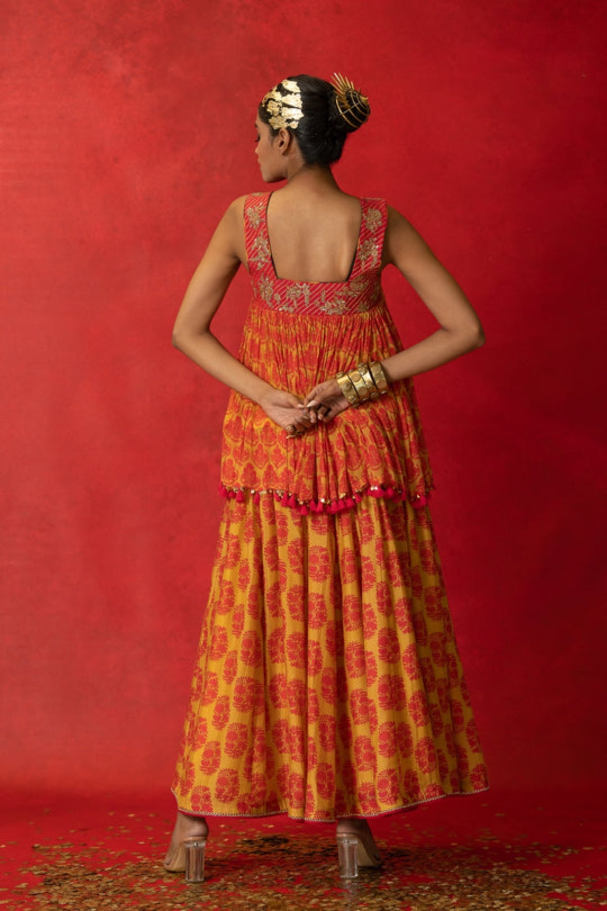 Yellow Print Skirt Set