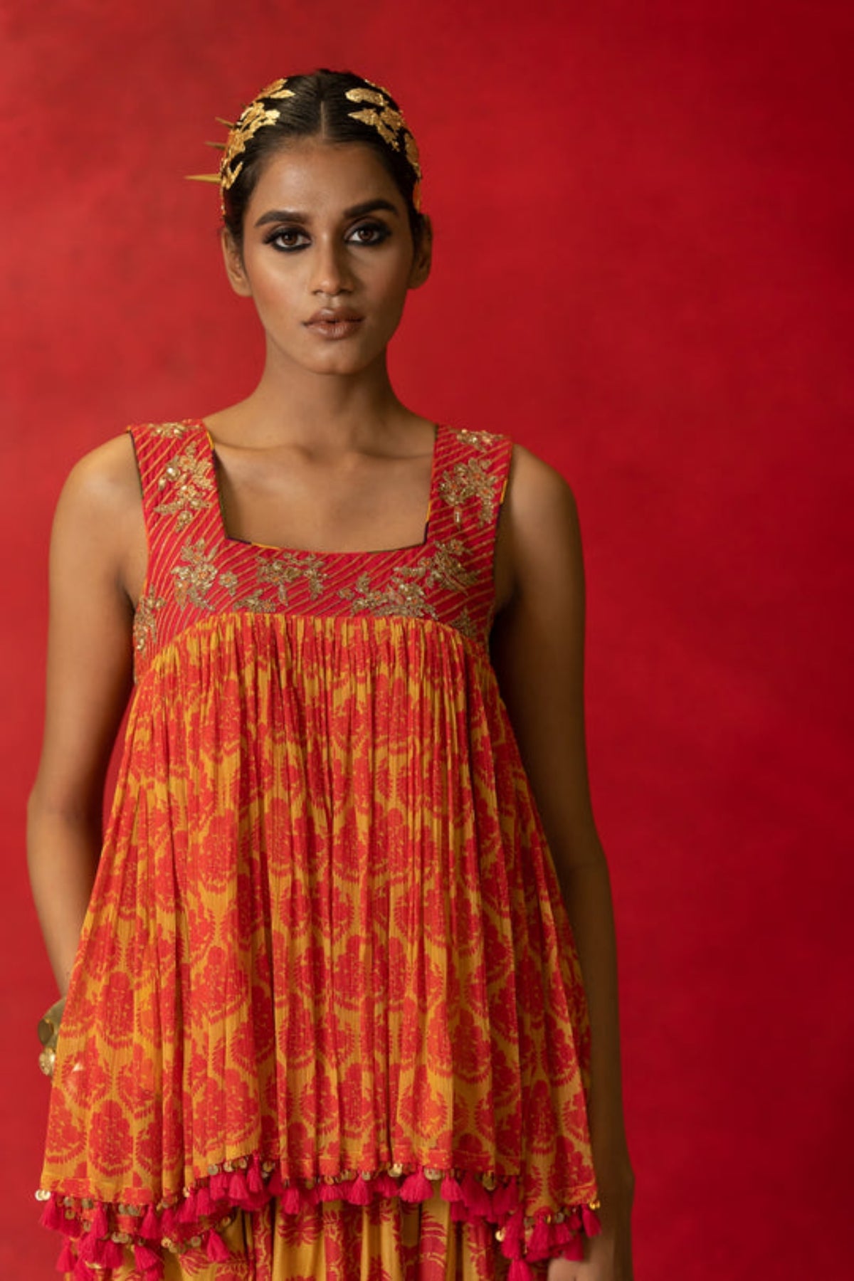 Yellow Print Skirt Set