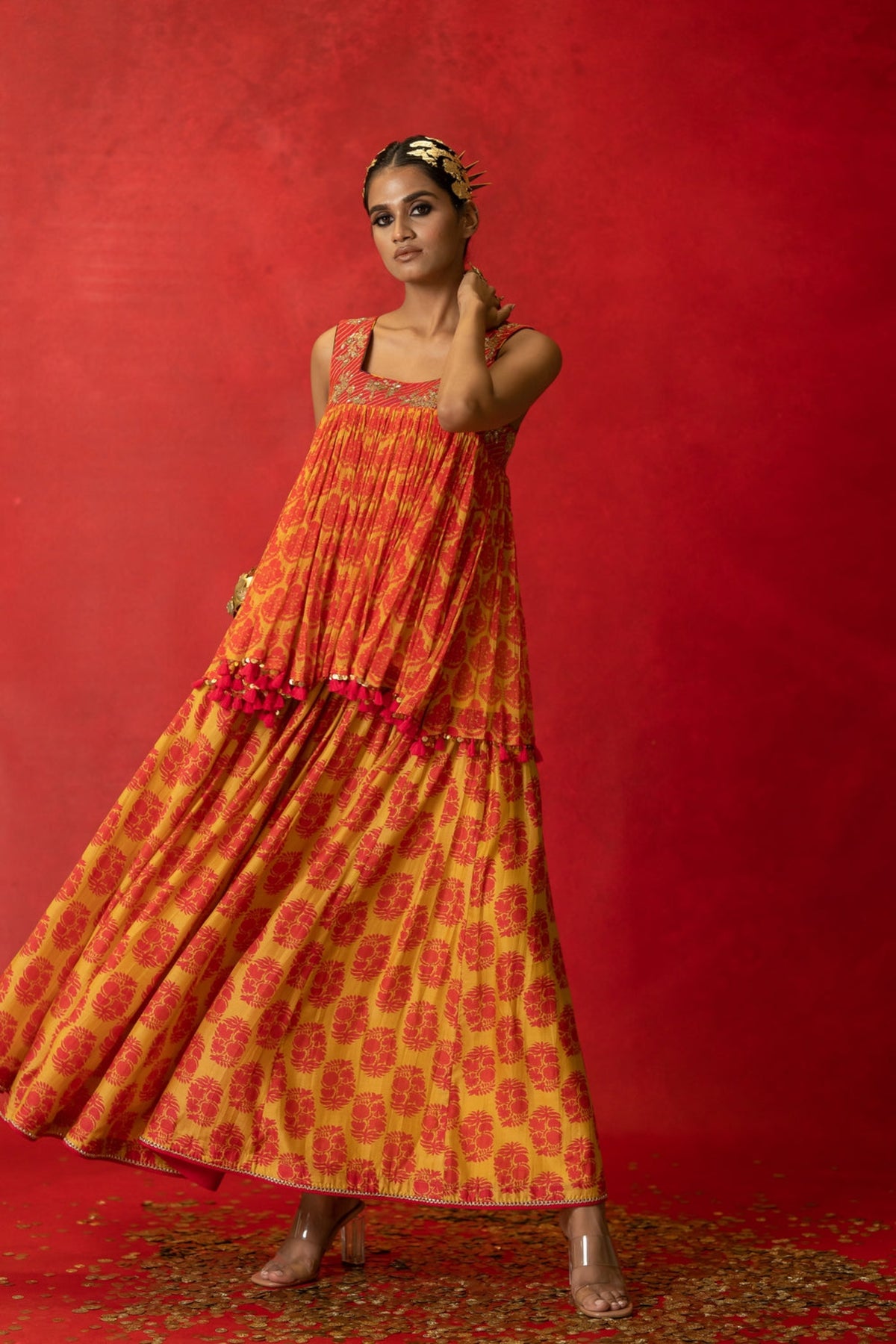 Yellow Print Skirt Set
