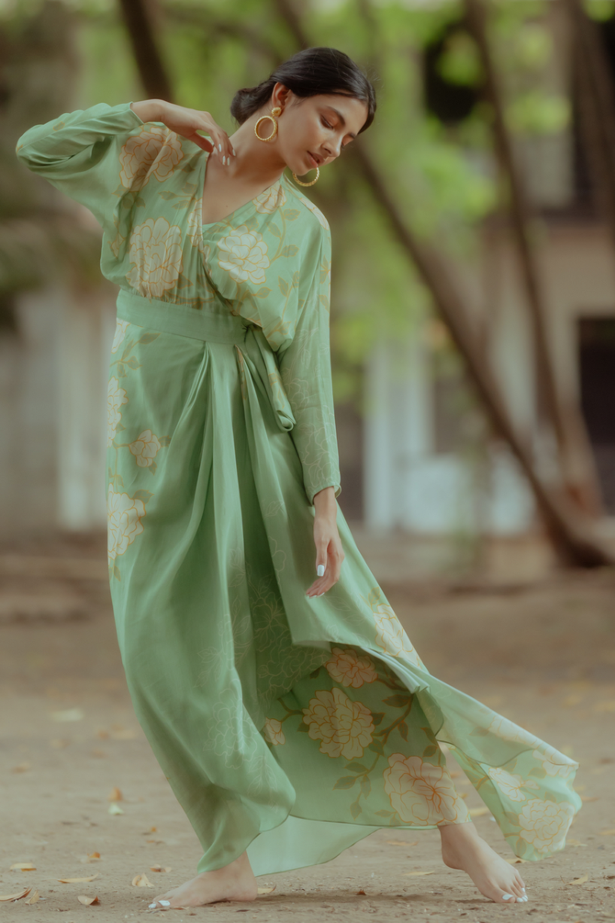 Paulmi & Harsh | Fern Green Printed Dress | INDIASPOPUP.COM XL Paulmi & Harsh | Fern Green Printed Dress | INDIASPOPUP.COM XL