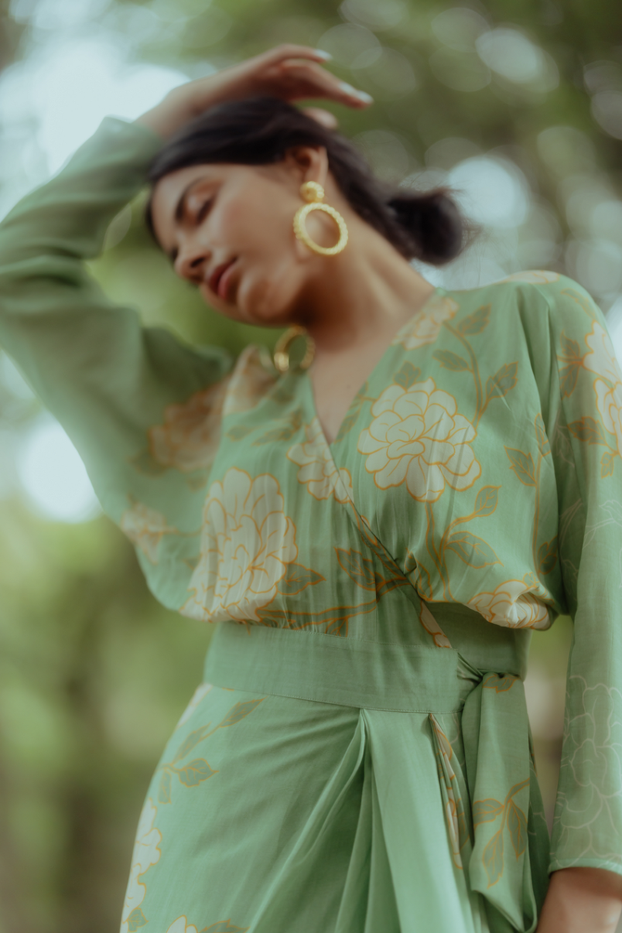 Paulmi & Harsh | Fern Green Printed Dress | INDIASPOPUP.COM XL Paulmi & Harsh | Fern Green Printed Dress | INDIASPOPUP.COM XL