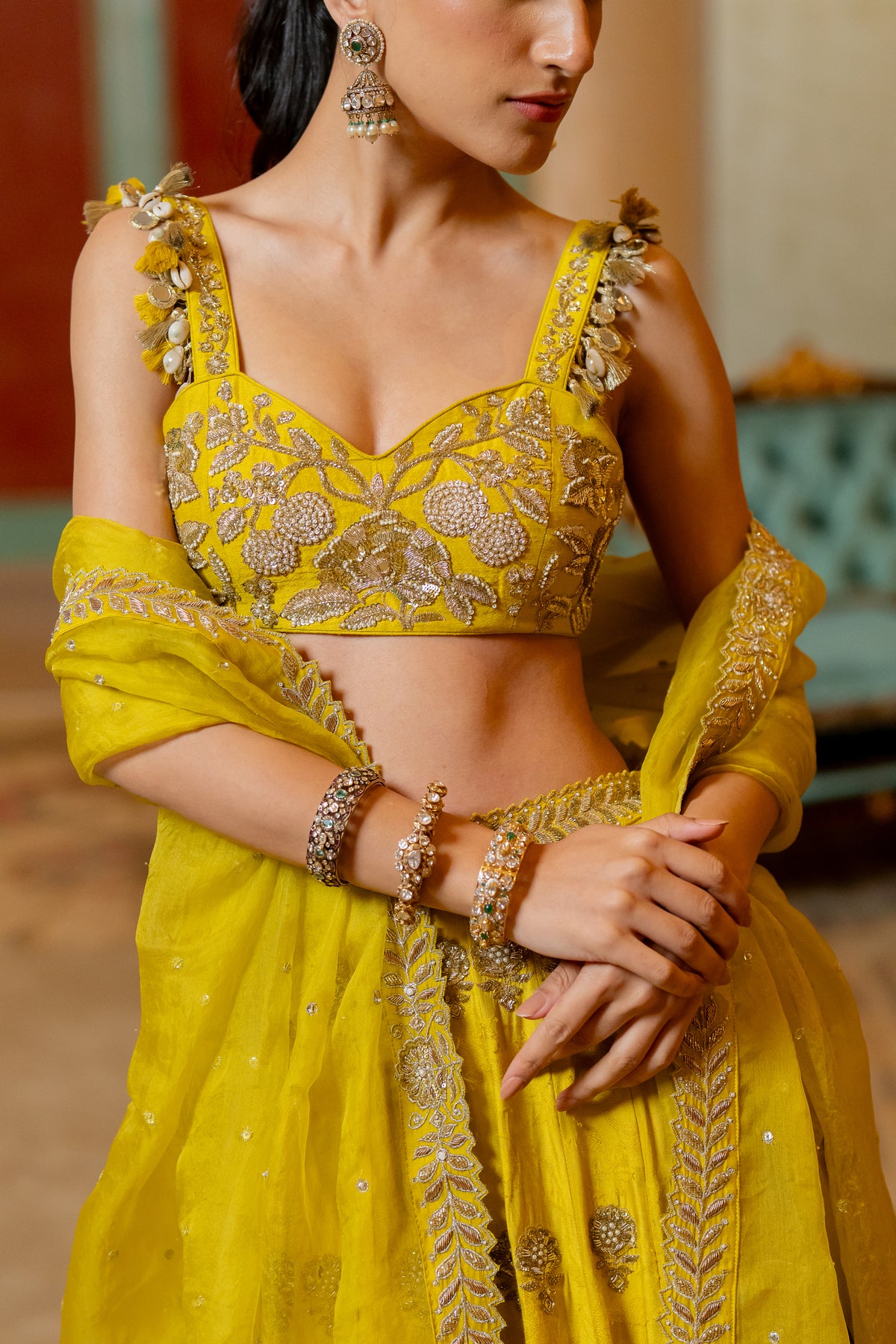 Lime Yellow Lehenga Set
