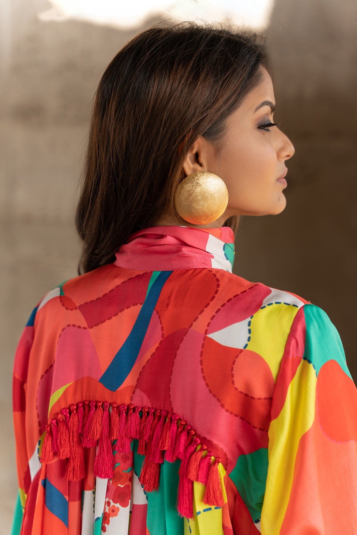 Colour Burst Stand Neck Dress
