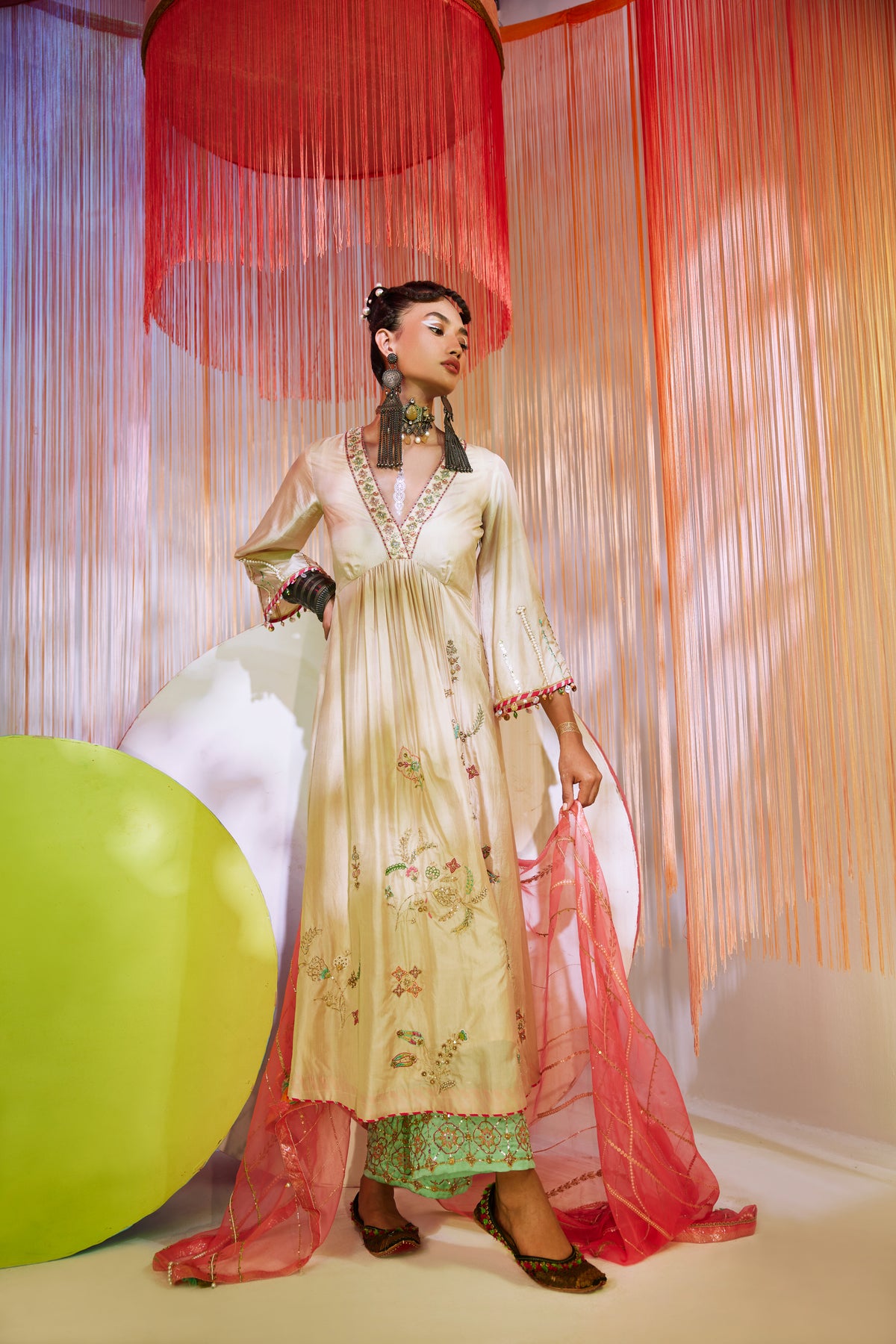 Ivory Jaal Silk Kurta