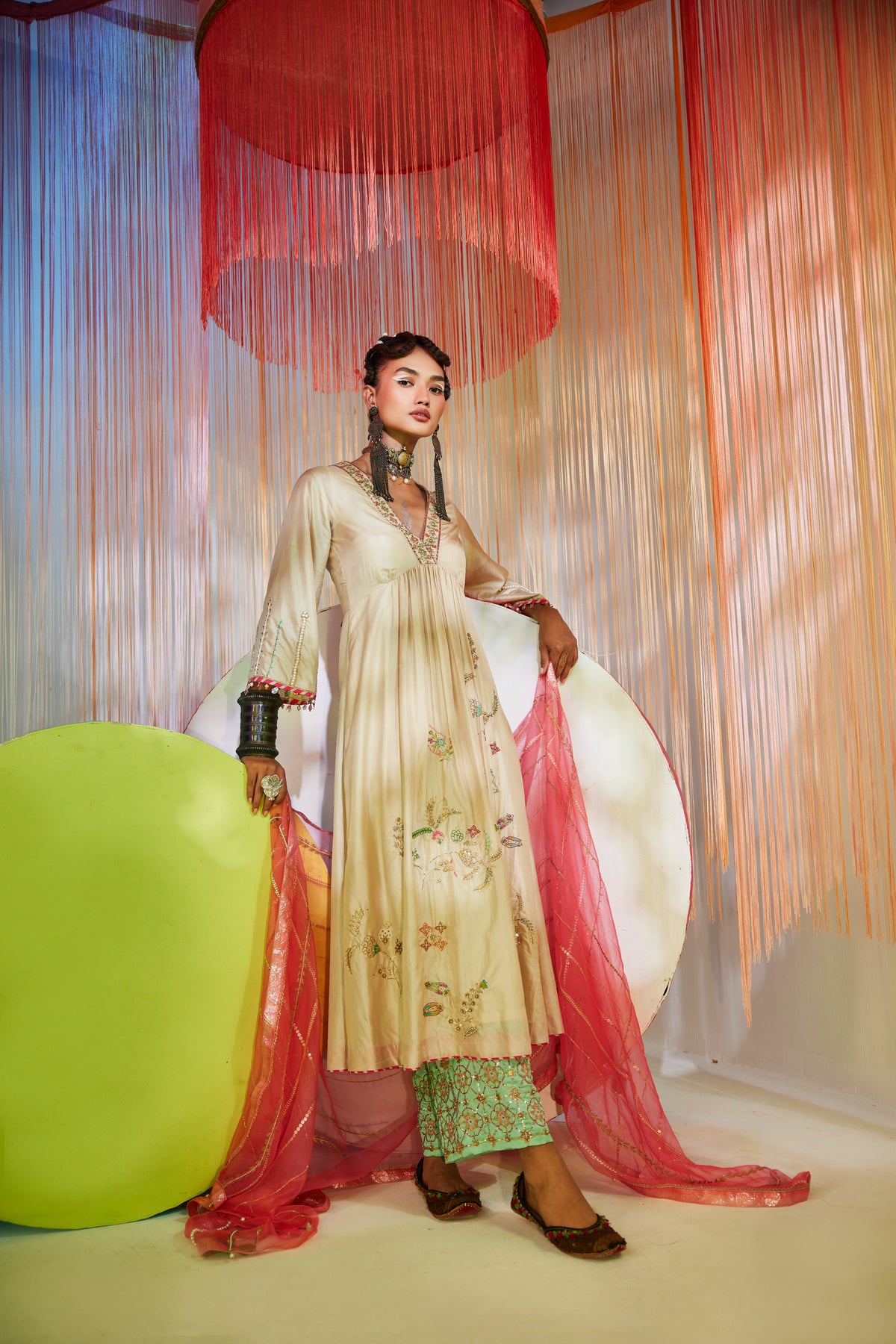 Ivory Jaal Silk Kurta