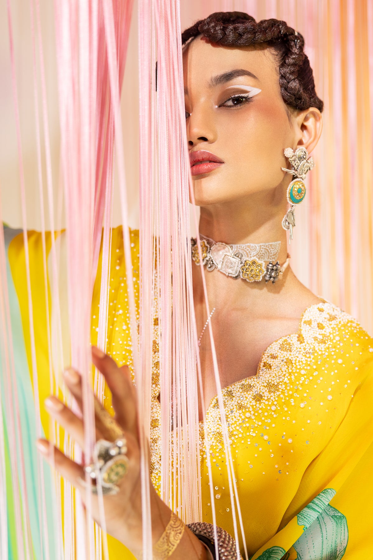 Yellow pearl kaftan