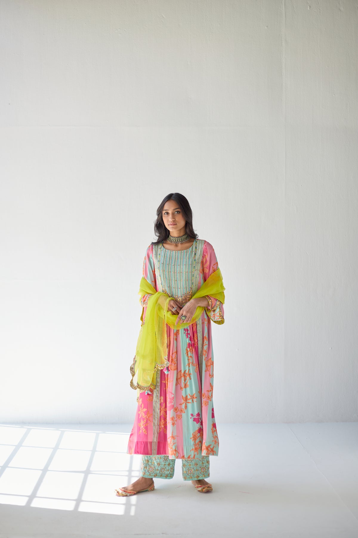 Hot Pink Orchid Yoke Kurta